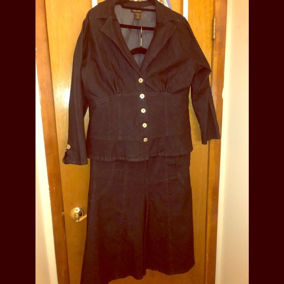 black denim jacket and skirt set